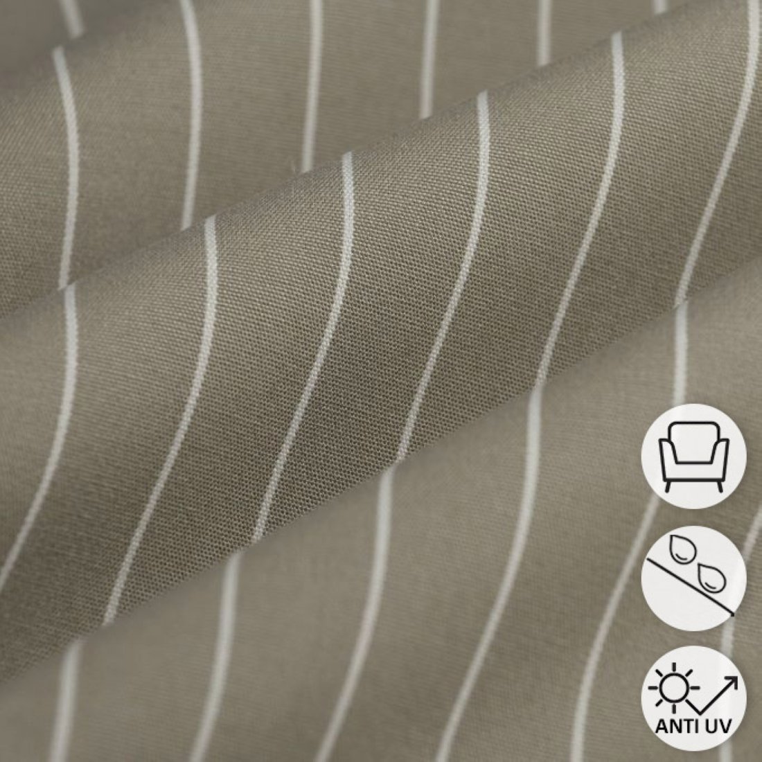 Tissu bâche rayure Nilo taupe déperlant résistant uv 25000 tm - MT