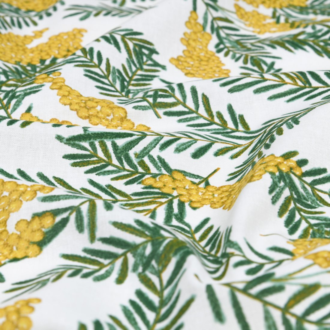Tissu coton épais enduit imprimé mimosa