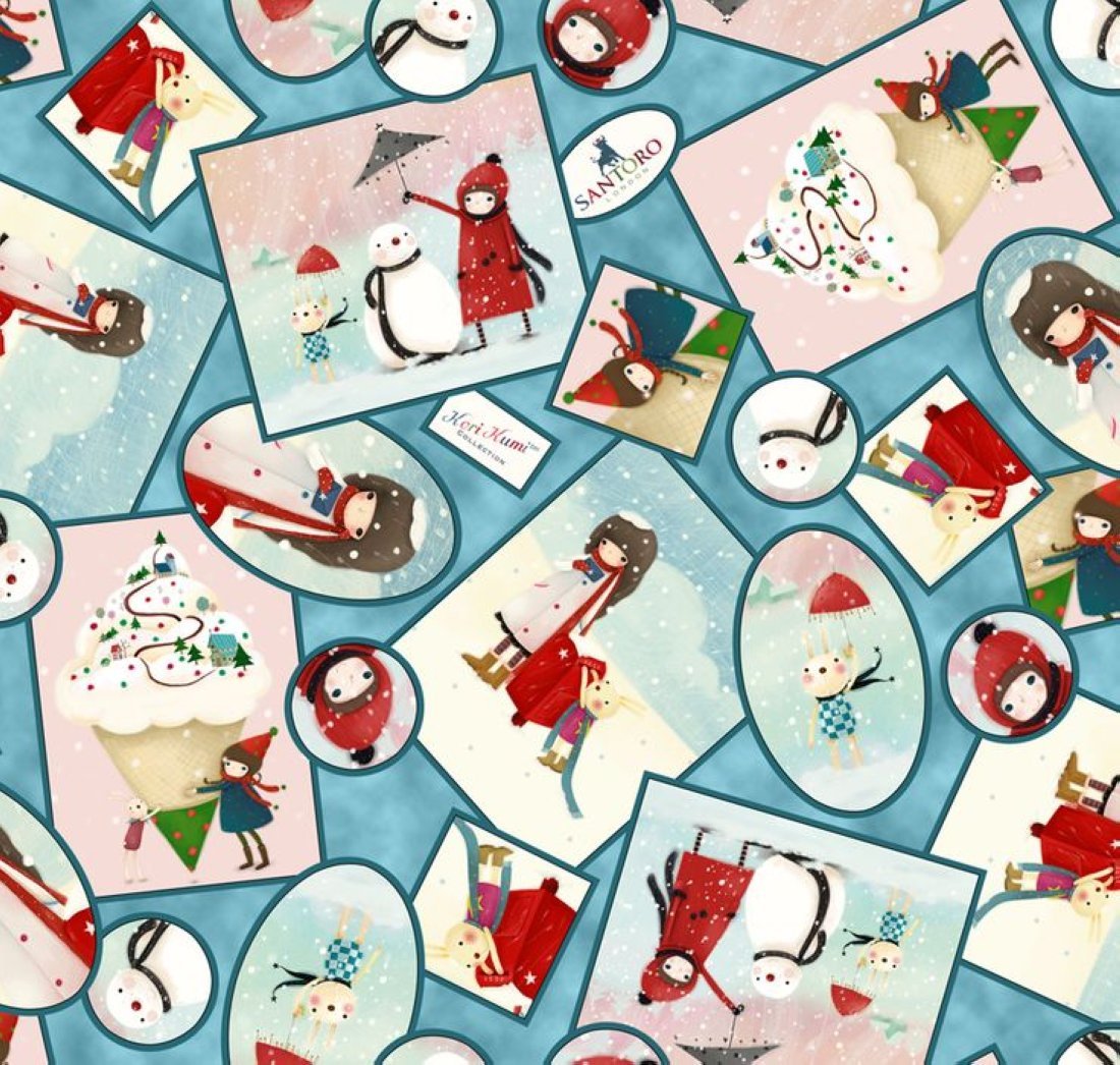 Tissu patchwork bleu Santoro