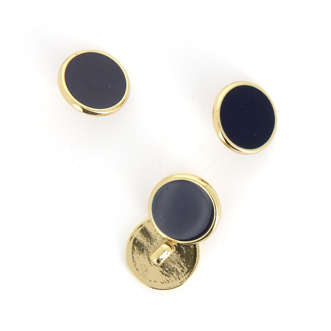 Boutons à queue bleu marine contour doré 18 mm