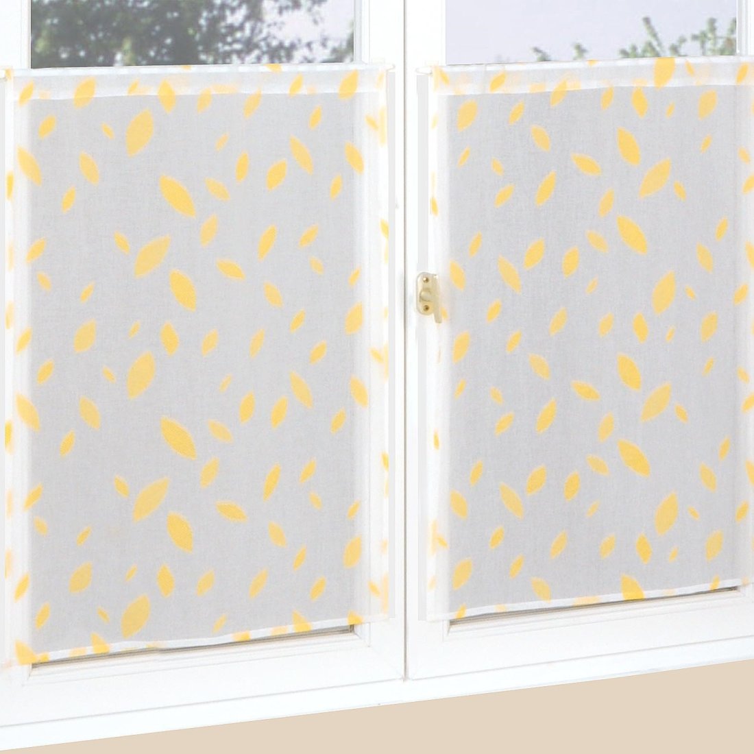 Paire de vitrages étamine imprimée plume 45 x 90 cm