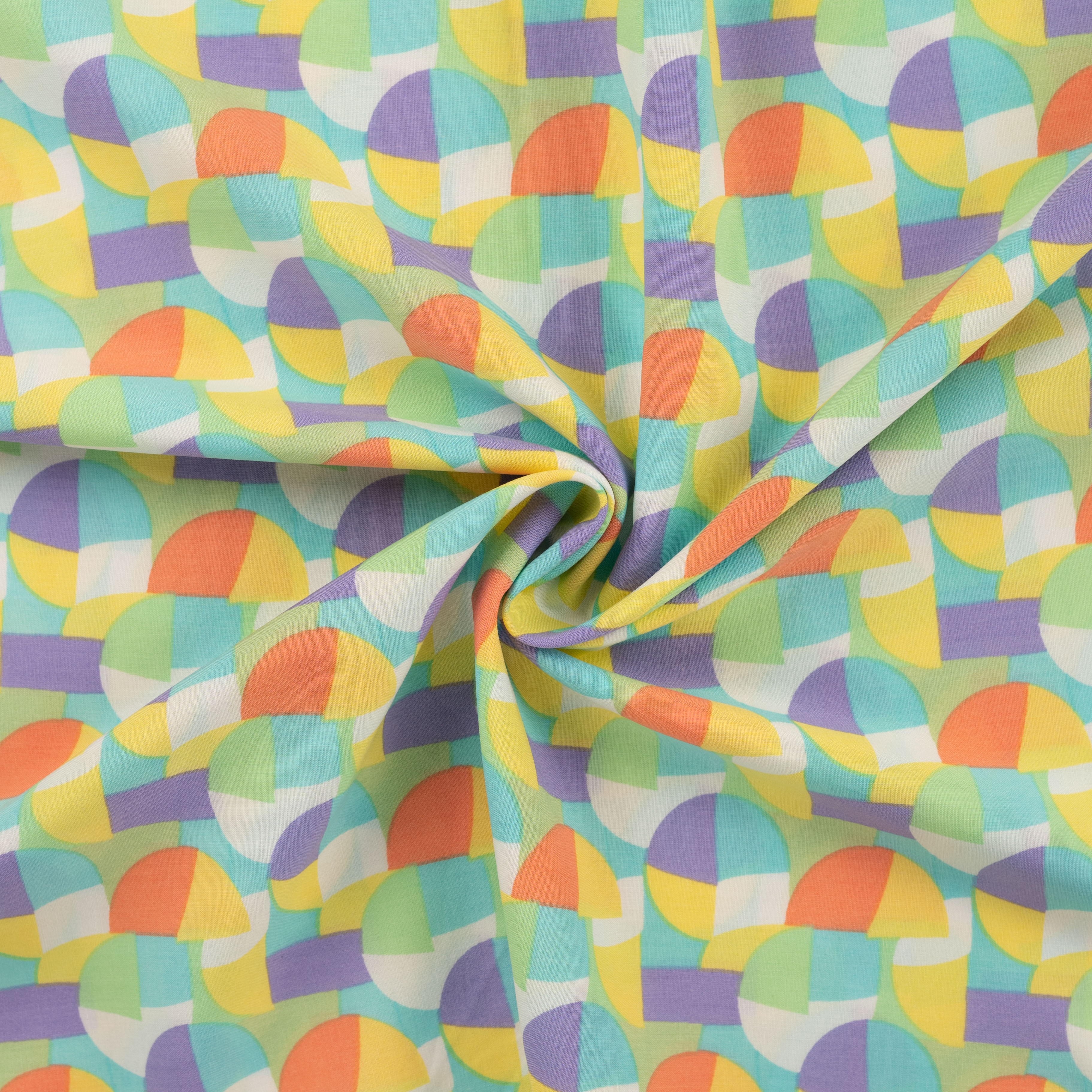 Tissu voile coton imprimé cercle rétro