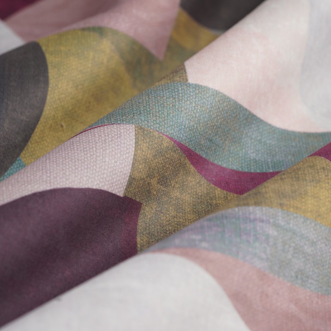 Tissu velours imprimé Arty rose vert