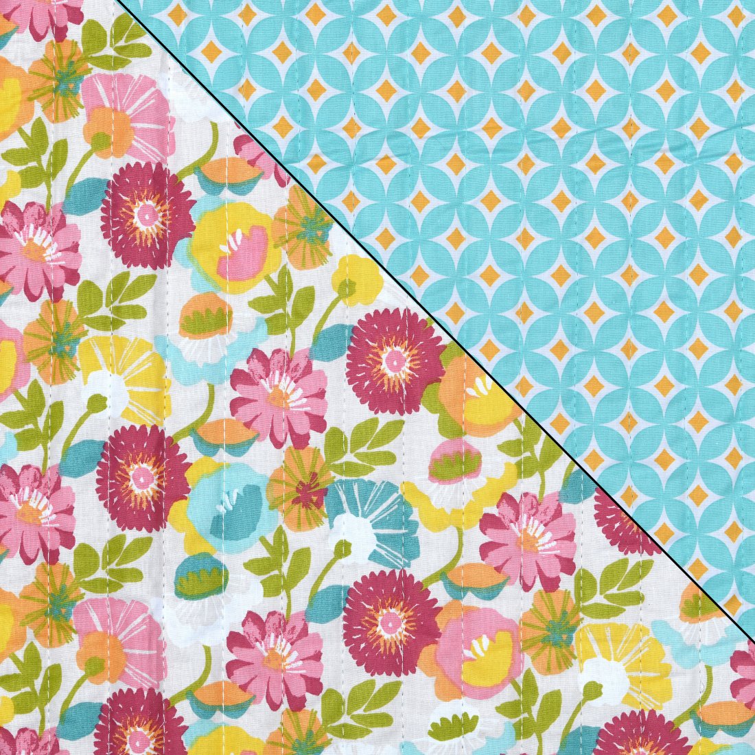 Tissu matelassé imprimé recto verso grosse fleur Livia multicolore