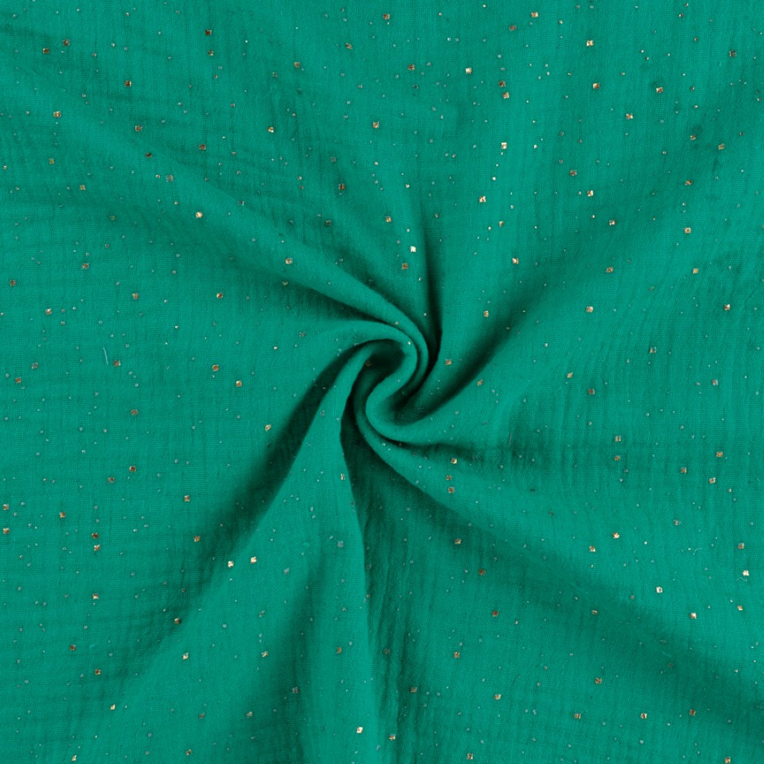 Tissu double gaze pois dorés