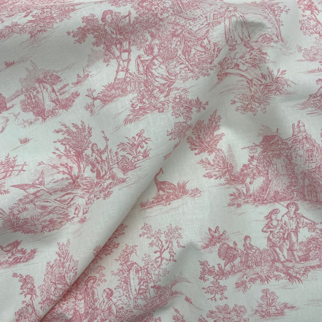Tissu cretonne imprimé toile de Jouy Pastorale