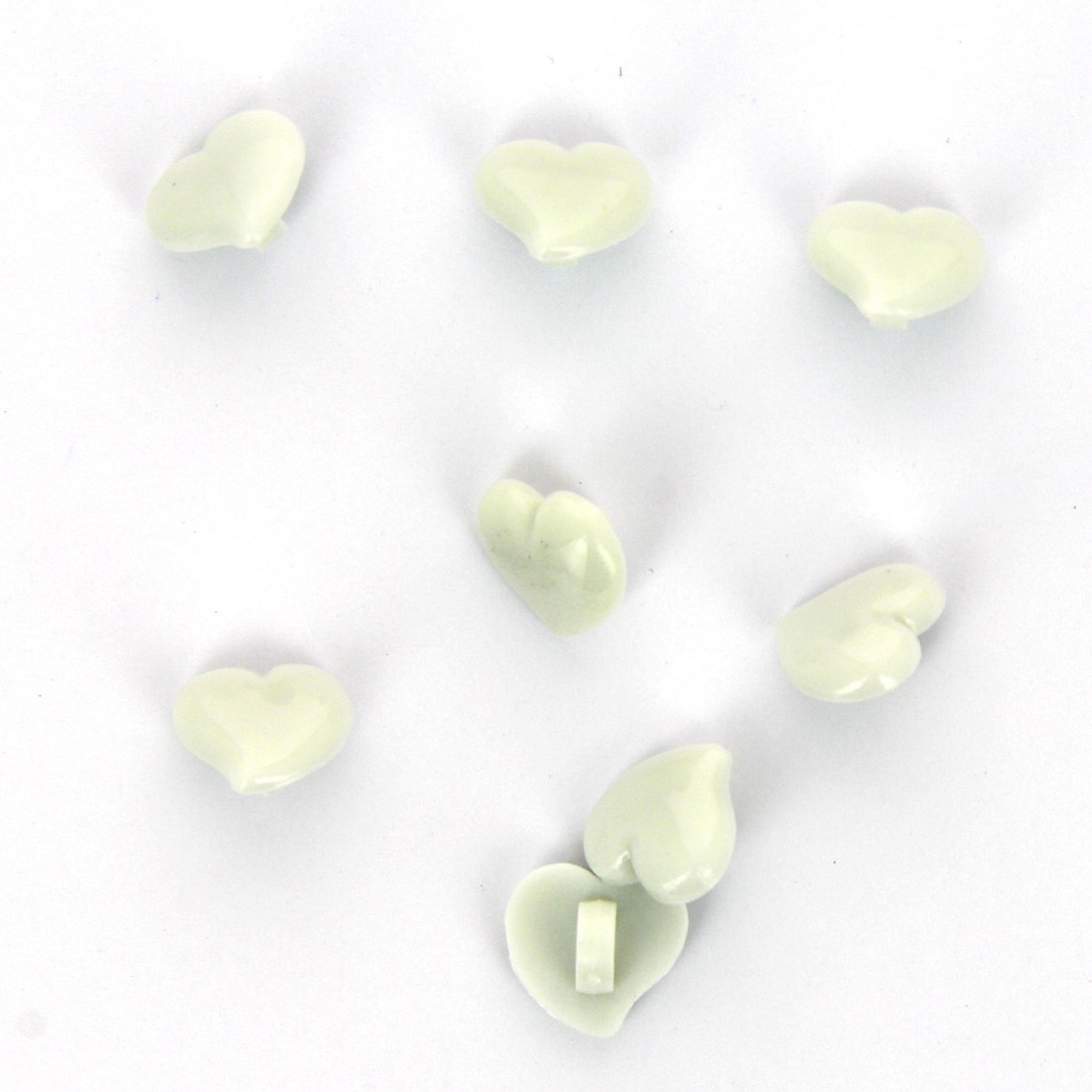 Boutons forme cœur blanc 13 mm