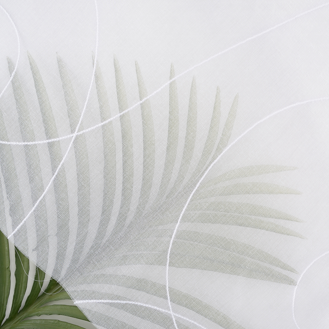 Tissu voilage brodé galileo plombé blanc - Linder