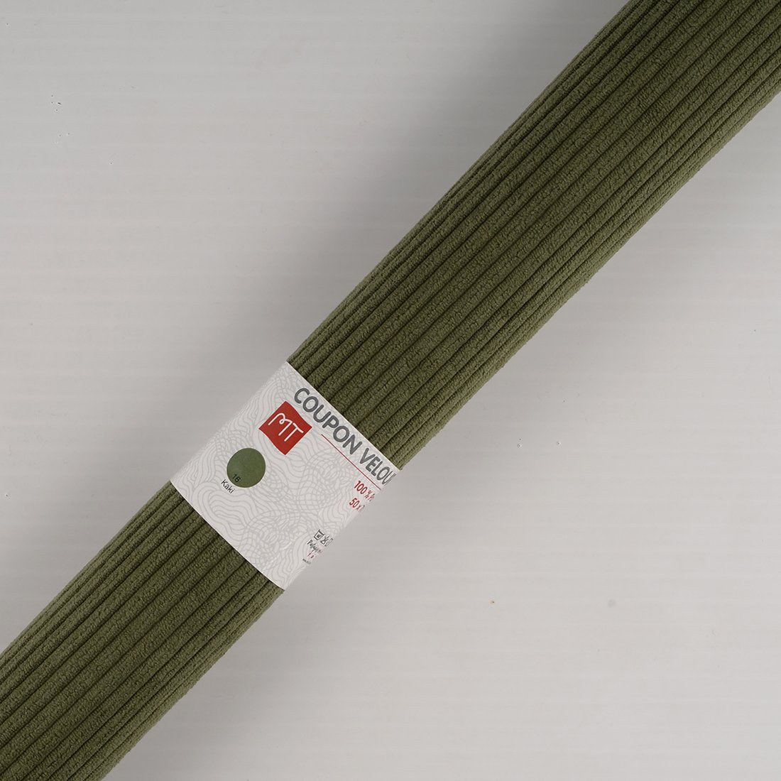 Coupon de tissu velours côtelé kaki 50x70cm - MT