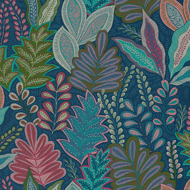 Tissu bachette palmeraie bleue