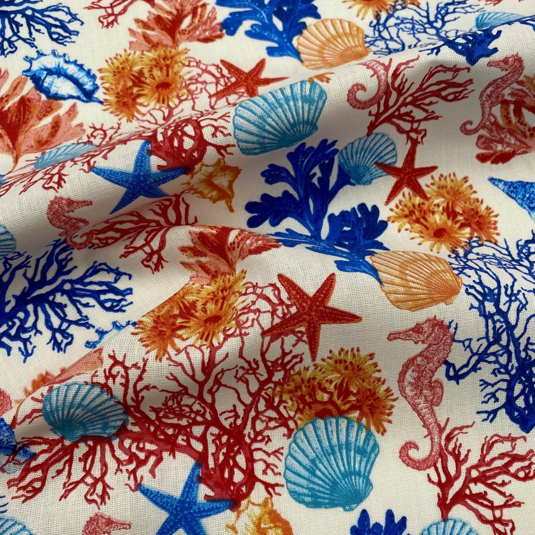 Tissu cretonne imprimé vie sous marine
