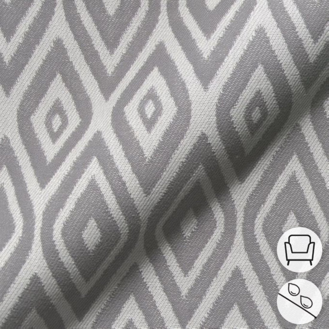 Toile outdoor jacquard réversible outdoor ikat losange gris et blanc