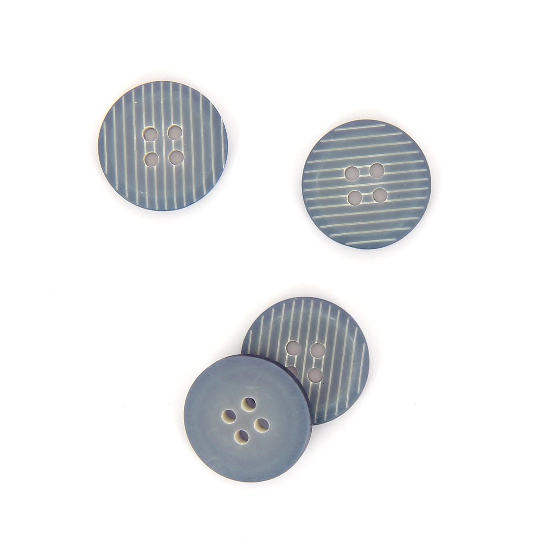 Boutons striés 2 trous bleu moyen 19 mm
