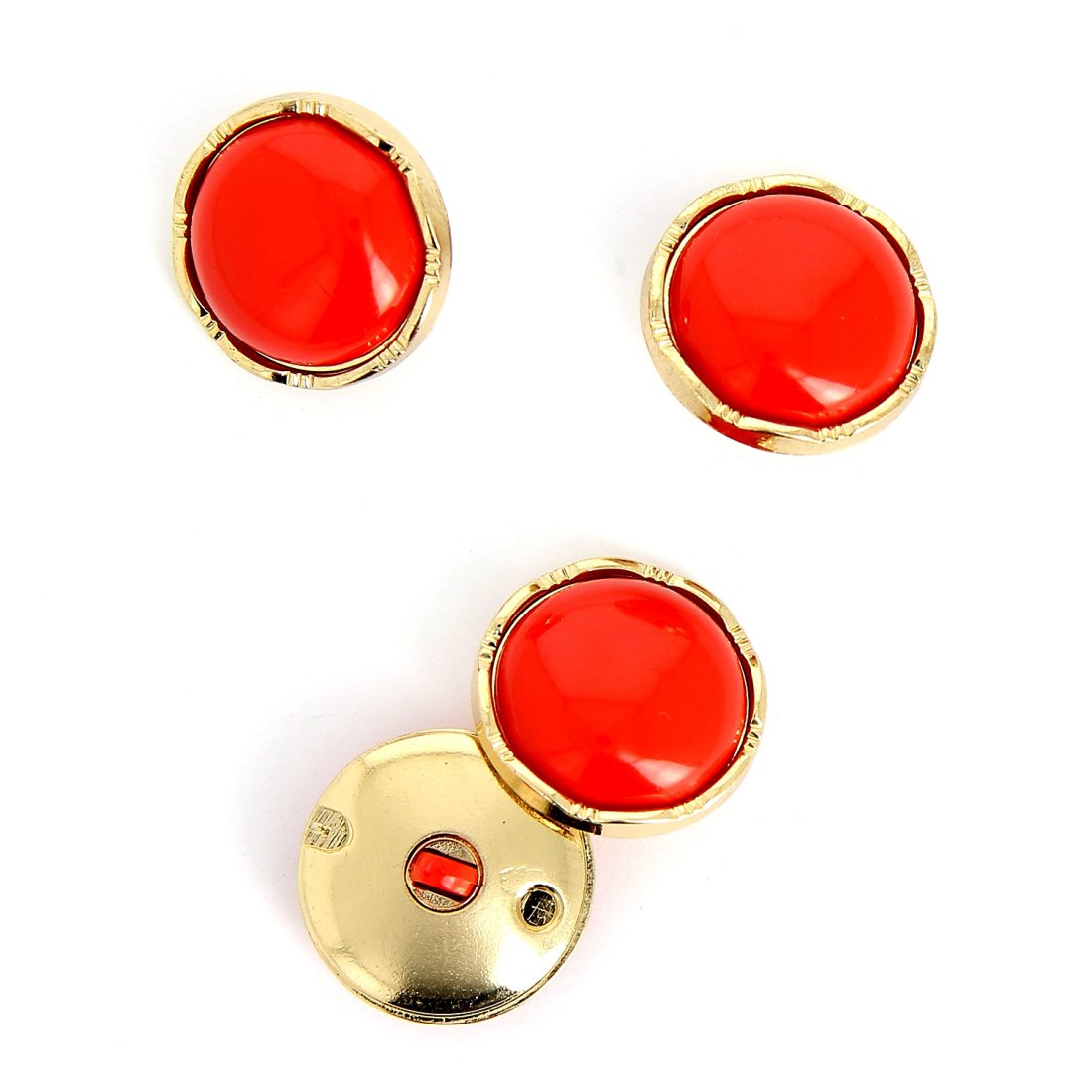 Boutons contour doré rouge 22mm
