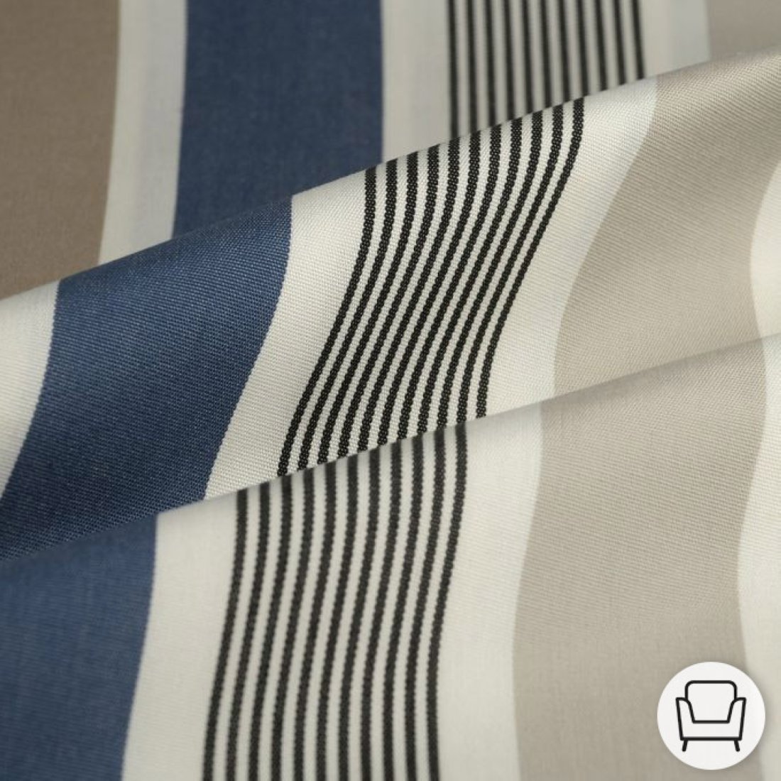 Tissu bâche plein air rayure taupe bleu 320 cm - MT