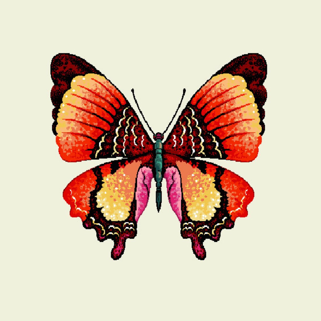 Carré de tissu jacquard papillon orange 45 x 45 cm