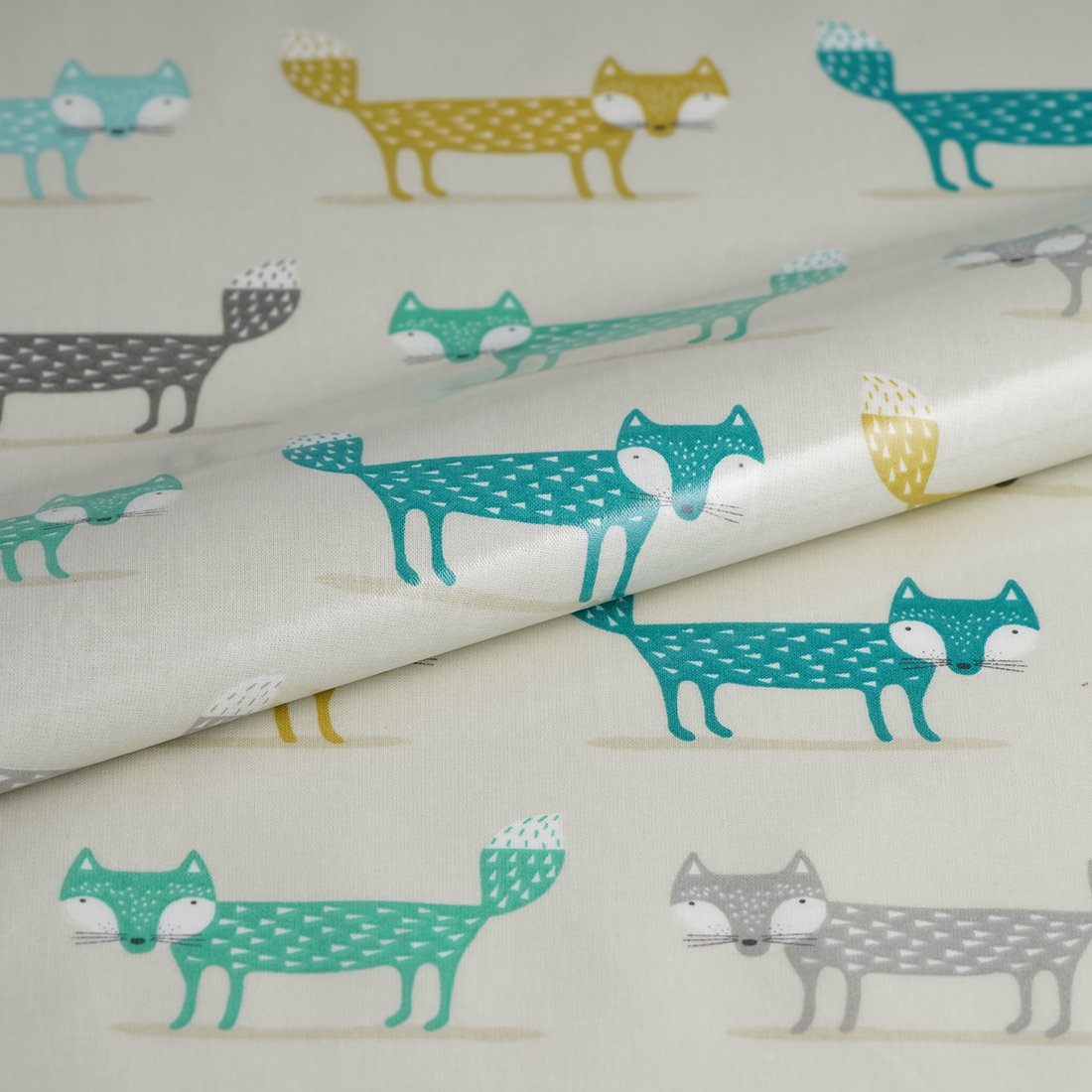 Tissu enduit épais renards bleu