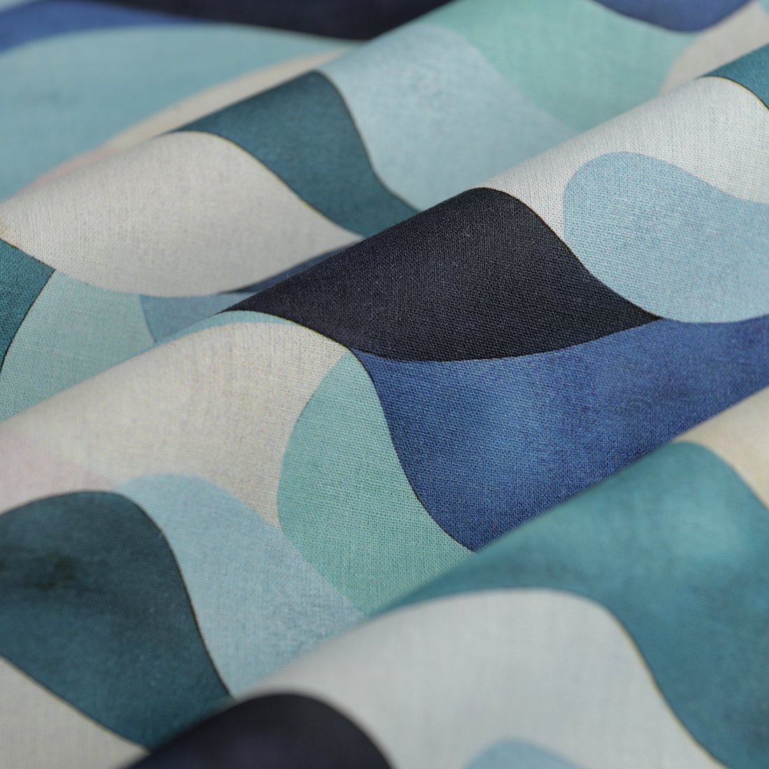Tissu cretonne digital vague abstrait