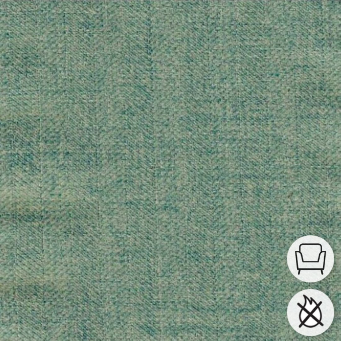 Tissu siège non feu chevron turquoise chiné grande largeur