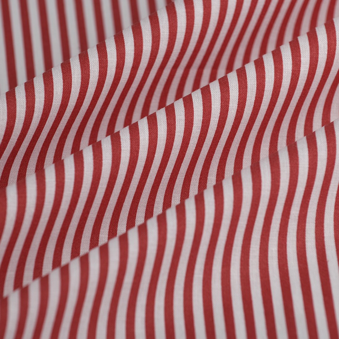 Tissu cretonne petite rayure rouge - MT