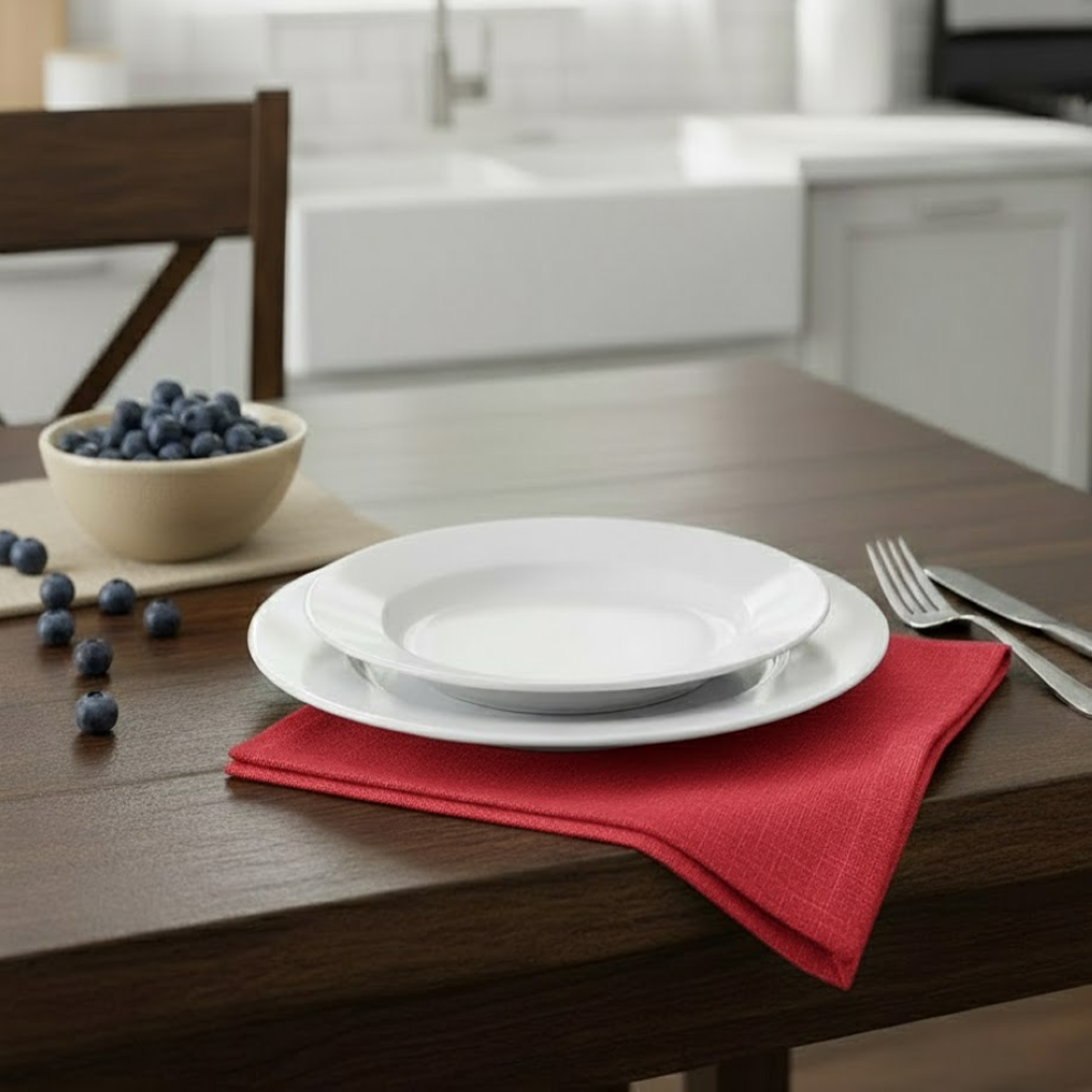 Serviette de table Essentiel rouge - MT - Mondial Tissus