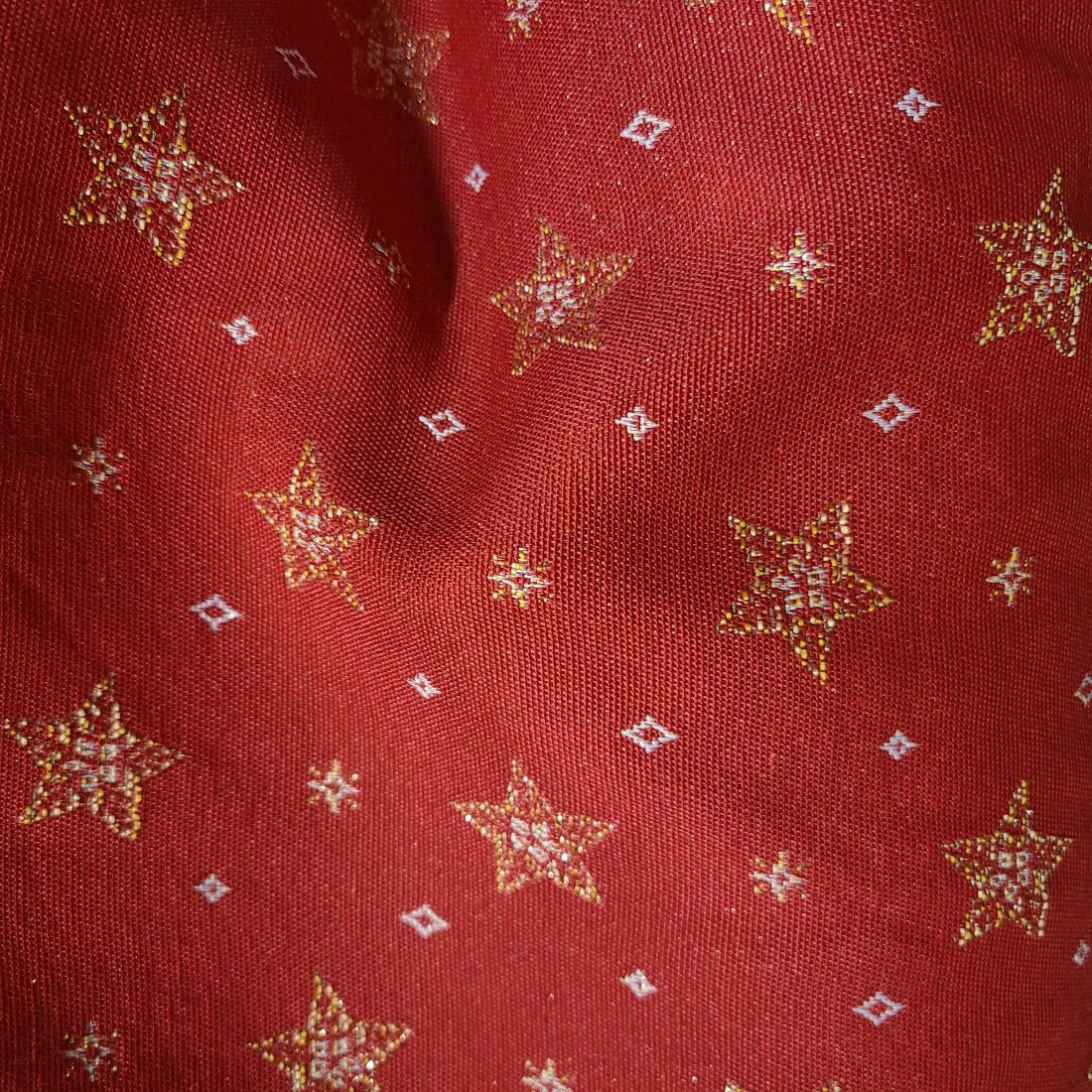 Tissu jacquard de Noël Divine flocons dorés fond