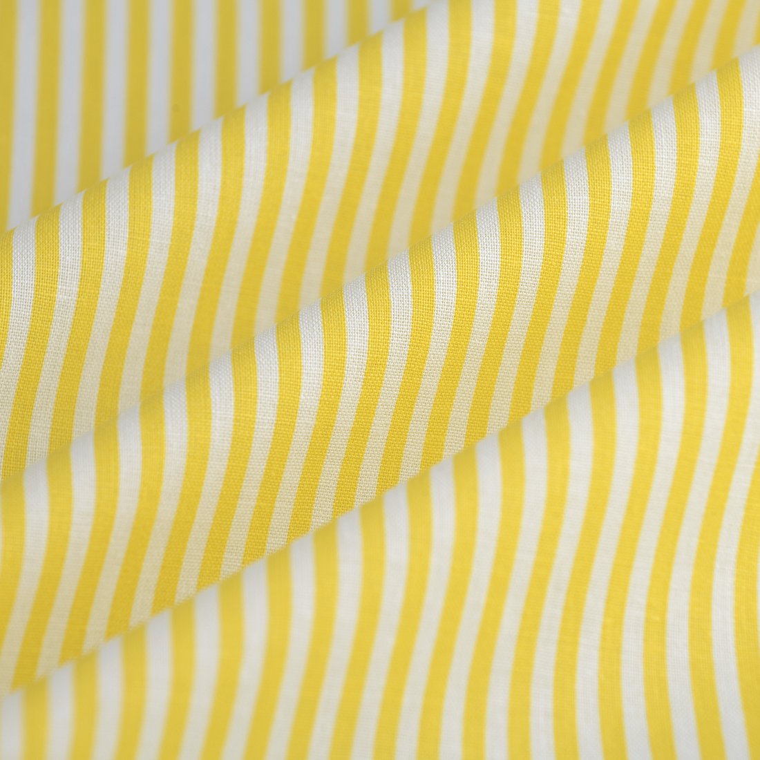 Tissu cretonne petite rayure jaune - MT