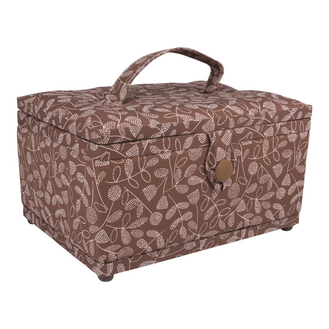 Boite à couture marron feuillages
