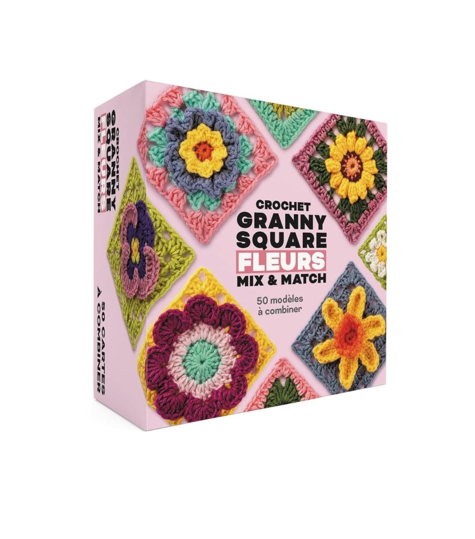Coffret crochet granny square fleurs mix and match 50 modèles - Editions Eyrolles - Mondial Tissus