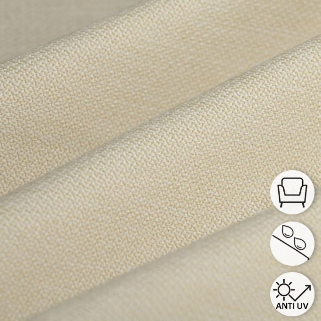 Tissu toile natté écru blanc déperlante résistant uv grande largeur