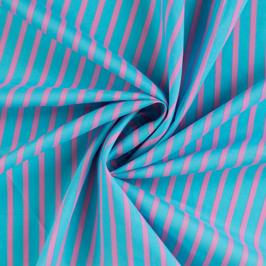 Tissu voile de coton rayures bleu rose