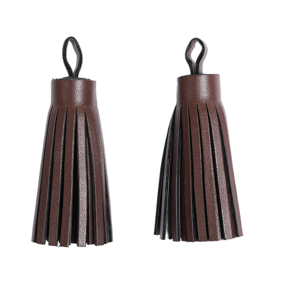 Pompons simili cuir marron 6 cm