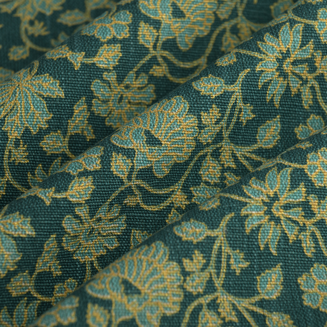 Tissu bachette de Noël Indienne vert or - MT