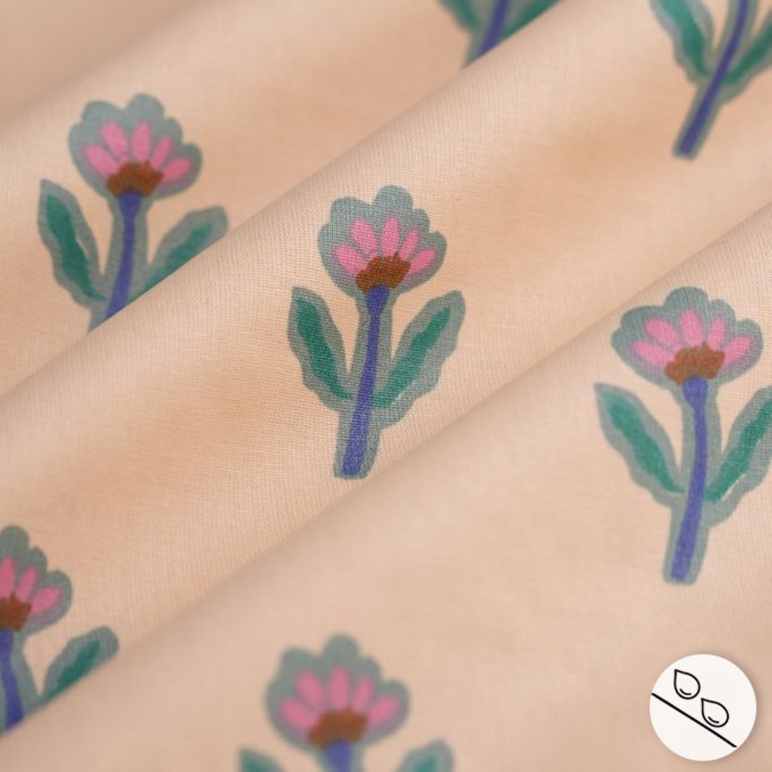Tissu cretonne enduite fleurs contour - MT