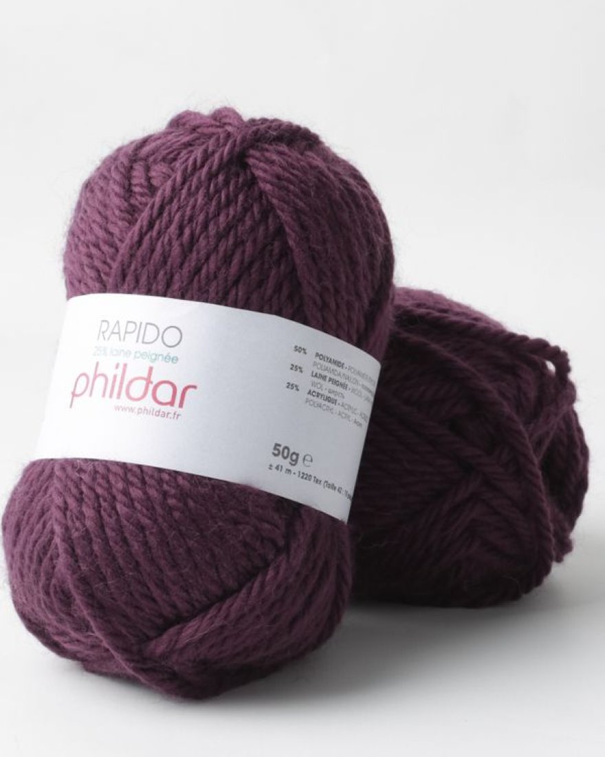 Pelote de fil à tricoter Phildar Rapido aubergine