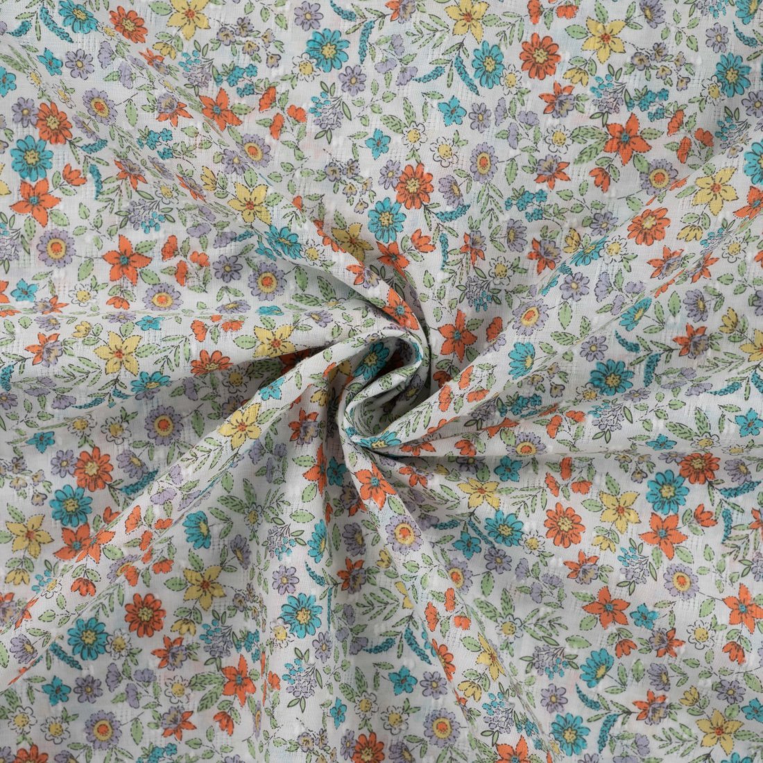 Tissu coton dobby imprimé jardin fleuri