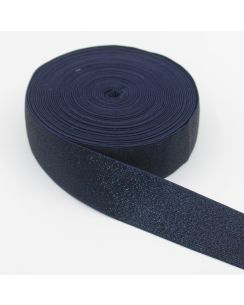 Ruban elastique bleu marine avec fil lurex 40 mm