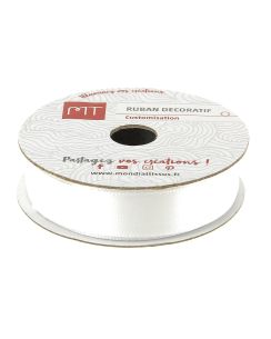 Bobine ruban satin blanc 13 mm