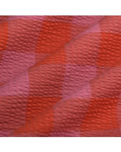 Tissu Seersucker vichy XL orange rose