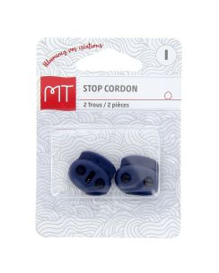 Stop cordon 2 trous bleu marine