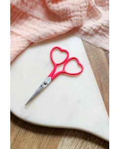Ciseaux broderie cœur rose fluo - Lise Tailor