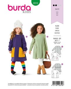 Patron Burda 9310 Robes avec poches de 2 à 7 ans