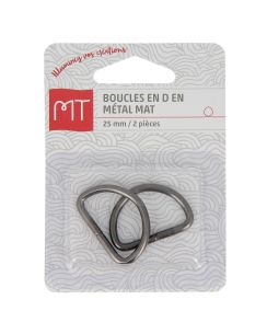 Boucles demi-anneaux en métal 25 mm nickel mat