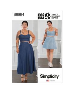 Patron Simplicity S9894.aa - haut et jupe 38 à 46