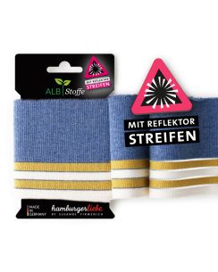 Poignet bord-côte bio réfléchissant bleu - Albstoffe