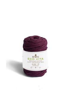 Pelote de fil à tricoter Eco Vita 12 - coton recyclé rose fuchsia n°61