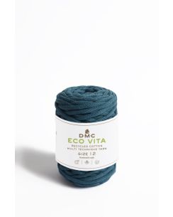 Pelote de fil Eco Vita 12 - coton recyclé bleu pétrole n°73