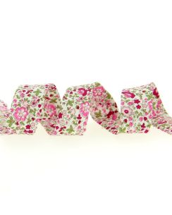 Biais coton Bio fleurs fuchsia