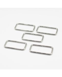 Lot 5 rectangle pour sac argente 50mm