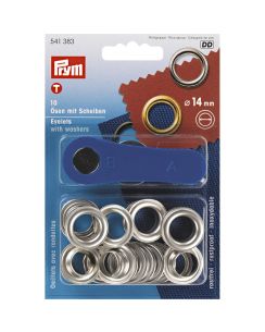 Oeillets et rondelles, 14,0mm, argenté